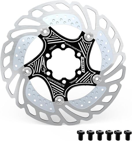 RACEDUE IIIPRO AR68 140 مم 160 مم 180 مم 203 مم دوار فرامل قرص الدراجة العائمة مع 6 مسامير، دراجة جبلية MTB من الفولاذ المقاوم للصدأ من سبائك الألومنيوم دوارات فرامل قرص الدراجة على الطرق/الدراجة الإلكترونية/BMX (أسود) in Saudi Arabia