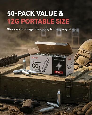 Mosa 12 Gram Carbon Dioxide Cartridge, Co2 Cartridges, Non-Threaded, CO2 cartridges BB Gun, CO2 BB Pistol, CO2 Airsoft Pistol in Kuwait