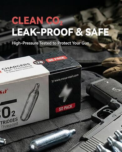 Mosa 12 Gram Carbon Dioxide Cartridge, Co2 Cartridges, Non-Threaded, CO2 cartridges BB Gun, CO2 BB Pistol, CO2 Airsoft Pistol in Kuwait