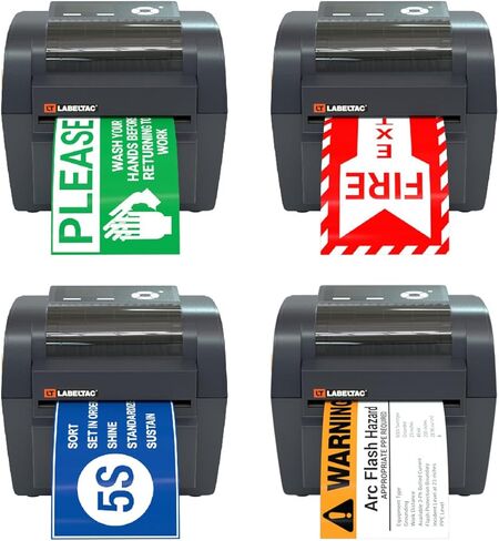 طابعة LabelTac LT4 مقاس 4 بوصات للملصقات الصناعية وعلامات السلامة - صانع ملصقات فينيل للنقل الحراري لوضع ملصقات OSHA، ووضع علامات على الأنابيب، وملصقات مخاطر الفلاش الكهربائية والقوسية، ووضع علامات على المستودعات والمرافق in Kuwait