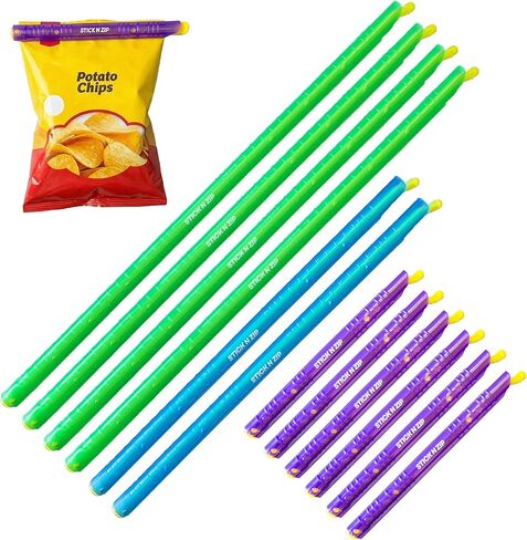Stick N Zip Reusable Bag Seal Sticks, Food Storage Sealing Rods, BPA-Free, 7-Pack (4 Large, 3 Medium), CleanStockUSA in Saudi Arabia