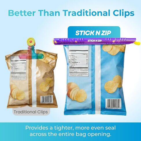 Stick N Zip Reusable Bag Seal Sticks, Food Storage Sealing Rods, BPA-Free, 7-Pack (4 Large, 3 Medium), CleanStockUSA in Saudi Arabia