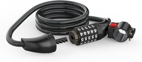 Bike Cable Lock for Electric Bicycles - 5-Digit Resettable Combination Lock, Waterproof and Durable, Ideal for Secure Parking, Easy to Use in Kuwait
