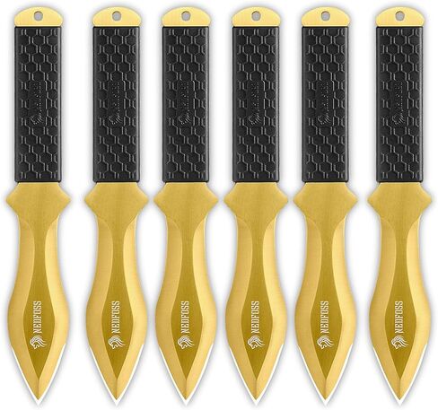 NedFoss Fixed Blade Knife 6Pack, 0.2" Thick Blade, 10" Full Tang Design, Inovative TPR Rubber Handle, 6-IN-1 Sheath for Recreation and Competition in Kuwait