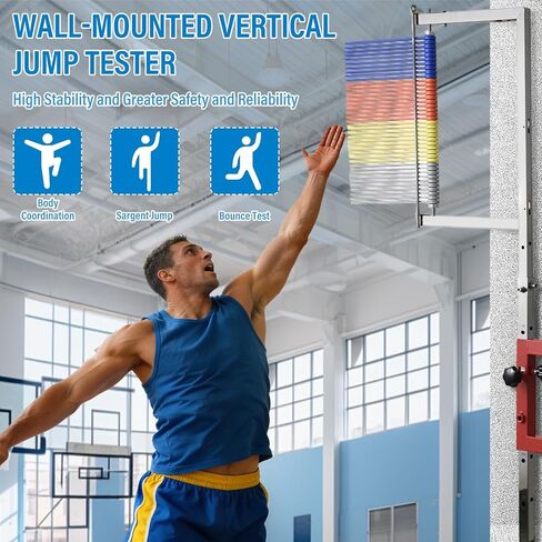 Adjustable Height Vertical Jump Tester, 47.24''-137.8" Wall-Mounted Vertical Jump Measurement Tool, School Gym Verticals Jumps Trainer Training Equipment, Verticals Jumps Tester Outdoor Use in Kuwait