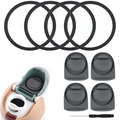 Joshey 4Pack Rubber Seal Replacement Gasket & Stopper Set, Compatible with Owala Freesip 24oz 32oz Bottle Spout Lid-Silicone Gasket Replacement Parts (Gray) in Saudi Arabia