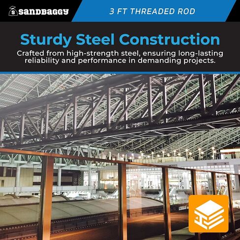 3/4" x 3 ft Threaded Rod - Galvanized (Zinc Plated) - 10 Threads Per Inch - Sandbaggy (3/4" x 3 ft, 2, Count) in Saudi Arabia