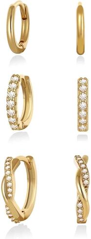 JUNVirtuous 925 Sterling Silver Hoop Earrings for Women Hypoallergenic Silver Small Huggie Hoop Earrings for Women Stack Sets for Multiple Piercing Trendy Jewelry aretes de plata 925 para mujer in Kuwait