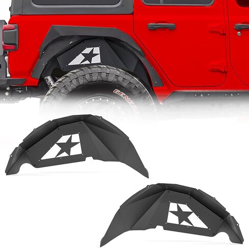 بطانات Fender Fender الأمامية متوافقة مع 2018-2024 Jeep Wrangler JL & JLU Unlimited Gladiator JT ، Bolt-on Style Steel Mud Guards Wheel Well Fenders Flares (2/4 Doors) in Kuwait