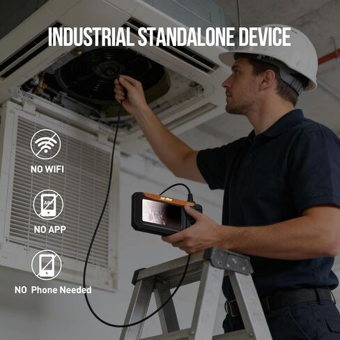 Inspection Camera with 7.2" Built-in Screen, Standalone Endoscope Camera – No Phone Needed, 1m Semi-Rigid Cable, 8 LED Lights, Rechargeable Borescope for Pipe, Wall & Auto Inspection in Saudi Arabia
