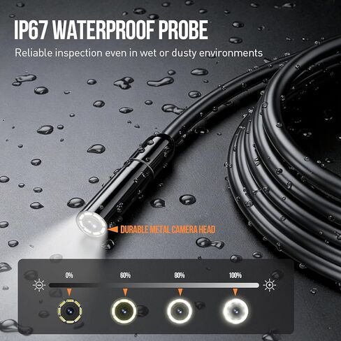 Inspection Camera with 7.2" Built-in Screen, Standalone Endoscope Camera – No Phone Needed, 1m Semi-Rigid Cable, 8 LED Lights, Rechargeable Borescope for Pipe, Wall & Auto Inspection in Saudi Arabia