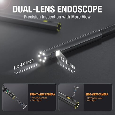 Teslong Endoscope Replacement Cable with Light, Dual Lens Inspection Camera 8mm/0.31inch Waterproof Probe Compatible with NTS500, NTS300(10FT) in Saudi Arabia