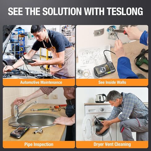Teslong Endoscope Replacement Cable with Light, Dual Lens Inspection Camera 8mm/0.31inch Waterproof Probe Compatible with NTS500, NTS300(10FT) in Saudi Arabia