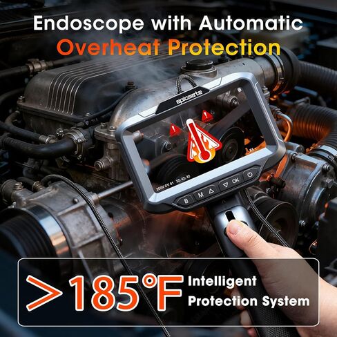 كاميرا فحص مع ضوء، منظار صناعي عالي الدقة 1920 بكسل مع شاشة IPS مقاس 5 بوصات، منظار مفصلي ثنائي الاتجاه مع كاميرا كابل ثعبان 0.23 بوصة للأنابيب/المجاري/السيارات/الجدار in Kuwait