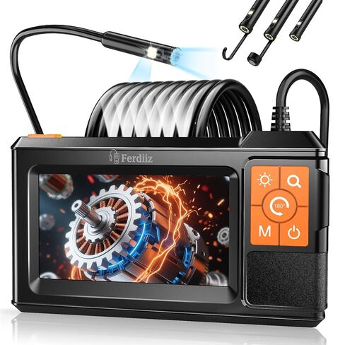 Dual-Lens Endoscope with Light, Endoscope Camera with Light with 4.3" IPS Screen,1920P HD with 8 LED Lights,16.4ft Semi-Rigid Cable and Back LED Light,IP67 Waterproof Endoscope Cool Gadgets for Men in Kuwait