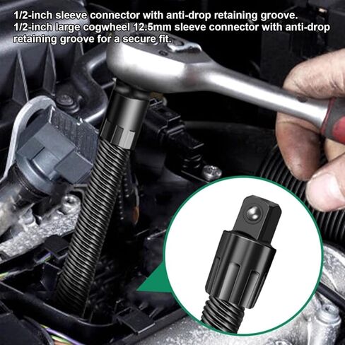 Flexible Shaft Extension Bar - 1/2 Inch,Ratchet Extension Bar,Spring-Loaded Adapter Electric Drill Tight Space Automotive DIY Project Electric Drill Tight Space Automotive DIY Project in Kuwait