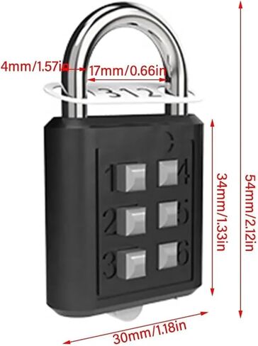 6 Digit Button Password Lock Cabinet Luggage Padlock Backpack Zipper 1Pcs(1) in Saudi Arabia