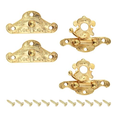 Box Hasp Lock Latch Wooden Buckle Hook +Screws Furniture 48 * 37mm 2Pcs in Saudi Arabia