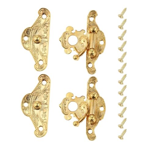 Box Hasp Lock Latch Wooden Buckle Hook +Screws Furniture 48 * 37mm 2Pcs in Saudi Arabia
