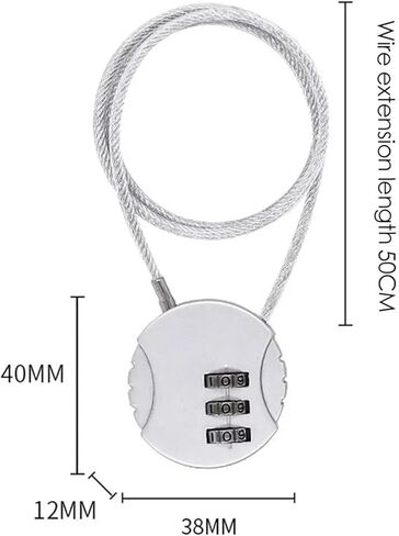 50cm Wire Rope Digit Padlock Password Code Lock Smart Combination 1Pcs(Silver) in Saudi Arabia