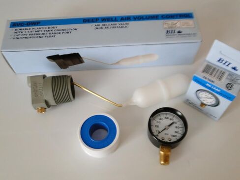 BOSHART (BII) BRAND/NO LEAD/DEEP WELL AIR VOLUME CONTROL VALVE + PRESSURE GAUGE + TEFLON TAPE KIT in Kuwait