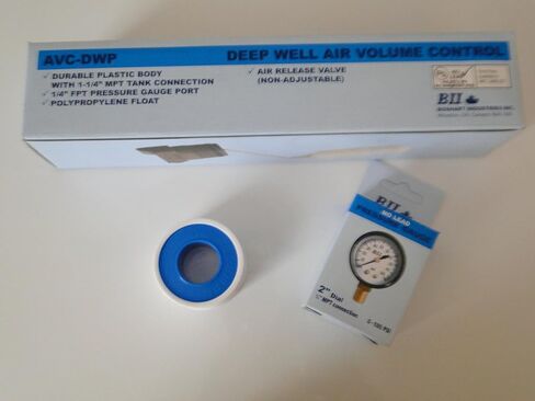 BOSHART (BII) BRAND/NO LEAD/DEEP WELL AIR VOLUME CONTROL VALVE + PRESSURE GAUGE + TEFLON TAPE KIT in Kuwait