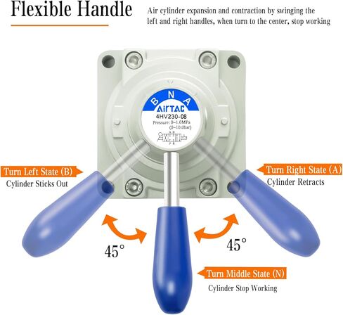 1/4''NPT 4HV230-08T Rotary Lever Hand Valve 3 Position 4 Way Air Flow Control in Kuwait