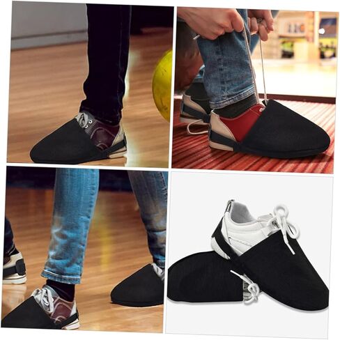 Kisangel 1Pair Bowling Shoe Covers with Elastic Straps of Protective Shoe Sliders for Women and Men for Casual Bowlers and Professionals Enhances Comfort and Stability Black in Saudi Arabia