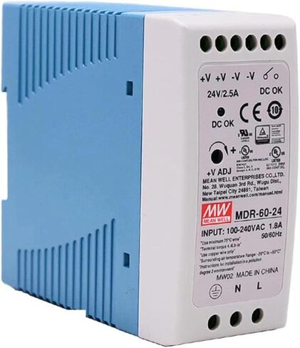 MDR-60-24 60 وات 24 فولت 2.5 أمبير مزود طاقة قابل للتحويل بمخرج واحد للأتمتة الصناعية والمواقع الخطرة وPLC وأجهزة الاستشعار وأجهزة التحكم الإلكترونية in Kuwait