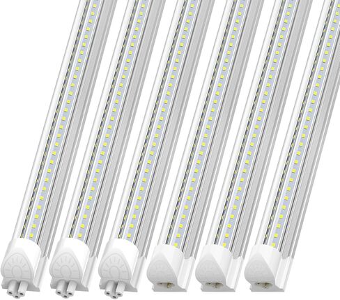 JESLED 8FT LED Shop Lights 10-Pack, 100W 15000LM 6500K Cool White, V-Shape Linkable T8 Led Tubes for Garage & Warehouse, Plug & Play Clear Cover High Output Lighting in Kuwait