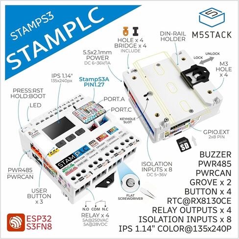 M5Stack Official M5stamp PLC Controller with M5stampS3 - Programmable Logic Control Module for Industrial Automation in Saudi Arabia