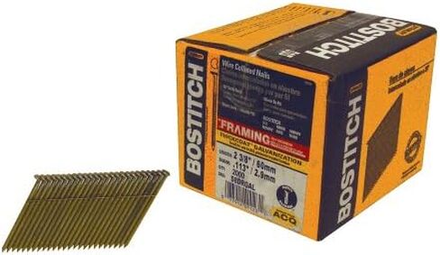 BOSTITCH S8DRGAL سميكة المعطف المقطوع الرأس 2 3/8 بوصة × .120 بوصة × 28 درجة سلك مُجمَّع على شكل حلقة عرقوب مسمار تأطير مجلفن (2000 لكل صندوق) in Saudi Arabia