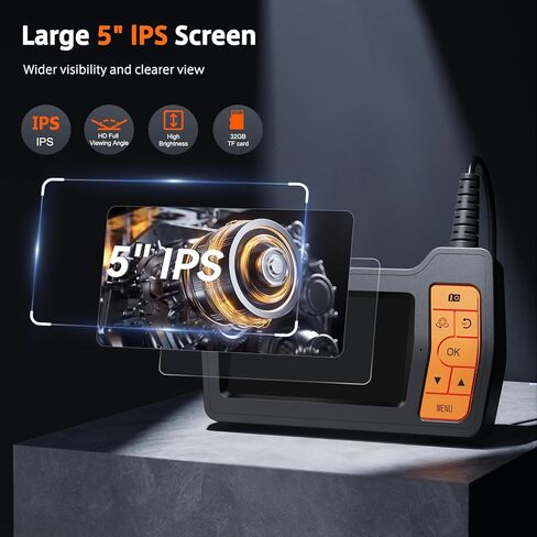 كاميرا فحص المجاري ثلاثية العدسات، كابل شبه صلب بطول 50 قدمًا، منظار صناعي بشاشة IPS مقاس 5 بوصات، كاميرا ثعبان أنبوبية IP67، بطاقة تخزين 32 جيجا، حقيبة حمل in Kuwait