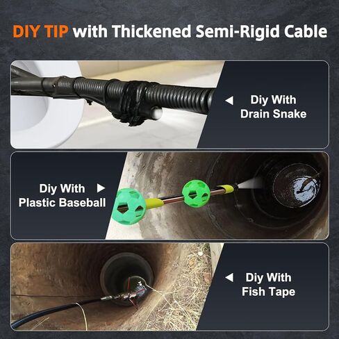 كاميرا فحص المجاري ثلاثية العدسات، كابل شبه صلب بطول 50 قدمًا، منظار صناعي بشاشة IPS مقاس 5 بوصات، كاميرا ثعبان أنبوبية IP67، بطاقة تخزين 32 جيجا، حقيبة حمل in Kuwait