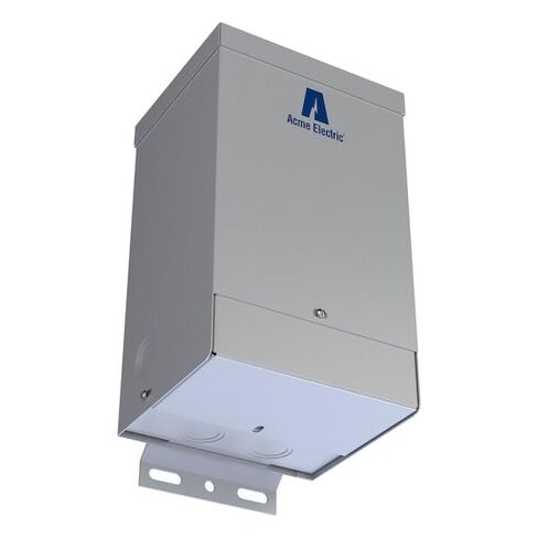 Acme Electric T253011S محول التوزيع من النوع الجاف، مرحلة واحدة، 1.50 كيلو فولت أمبير، 60 هرتز، 240 × 480 فولت أساسي، 4 لفات، حامل حائط، فولاذ، رمادي in Kuwait