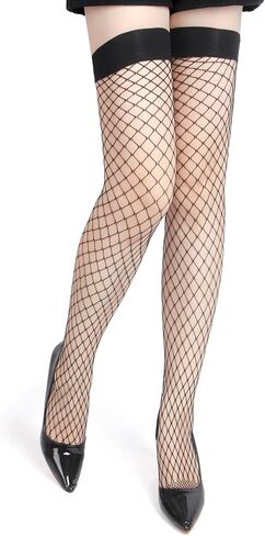 comeondear Sheer Fishnet Thigh High Stockings Plus Size Fishnet Thigh High Socks Sexy Overknees Stockings for Women in Saudi Arabia