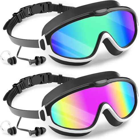 COOLOO 2 Pack Kids Goggles 4-16, Wide View No Leaking Kids Swim Goggles, Anti-fog & Anti-UV Swimming Goggles for Girls Boys in Saudi Arabia