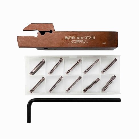 0.47inch Shank MGEHR1212-2 Spring Steel Lathe Grooving Cut-Off Parting Tool Holder with 10pcs MGMN200-T Indexable Grooving Inserts for Stainless Steel in Saudi Arabia