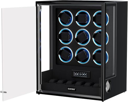 Dukwin Photeprint Lock Watch Watch ، صندوق مراقبة كبير أوتوماتيكي لـ 12 ساعة مع شاشة رقمية ، وضوء LED RGB ، ووسائد الساعات القابلة للتعديل للساعات العالمية in Kuwait