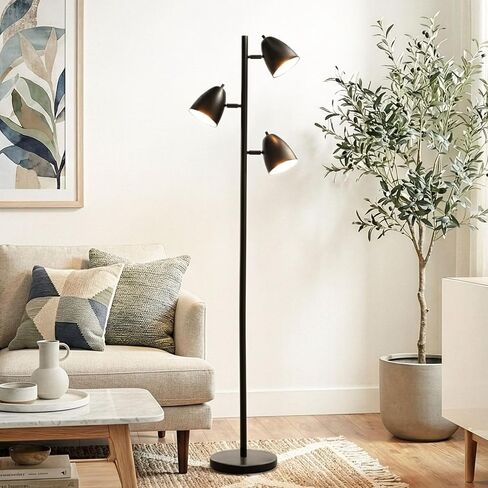 Brightech Jacob LED Standing Lamp, Modern Bright Floor Lamps for Living Rooms & Bedrooms, Tall LED Lighting Lamp with Adjustable 3 Light Tree – Satin Nickel in Kuwait