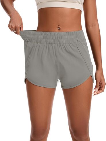 Womens Running Shorts Elastic High Waisted Shorts Quick Dry Athletic Shorts Pants in Kuwait