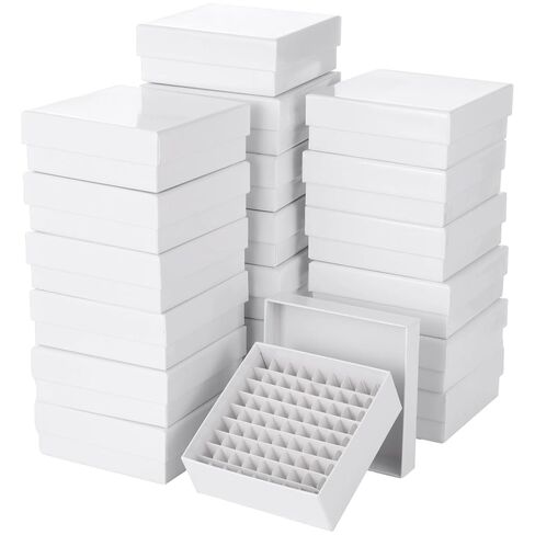 18 Pcs Cardboard Freezer Boxes with Lid, 81-Well Lab Microtube Storage Box, 5.3x2 in Vials Refrigerator Storage Box, Waterproof Freezer Box, Detachable Grid, for 1.8/2ml Microtubes in Kuwait