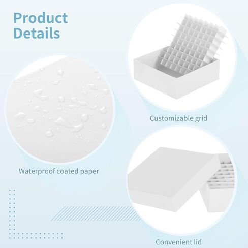 18 Pcs Cardboard Freezer Boxes with Lid, 81-Well Lab Microtube Storage Box, 5.3x2 in Vials Refrigerator Storage Box, Waterproof Freezer Box, Detachable Grid, for 1.8/2ml Microtubes in Kuwait