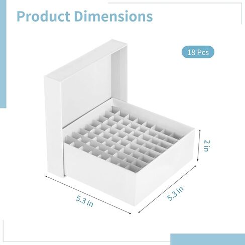18 Pcs Cardboard Freezer Boxes with Lid, 81-Well Lab Microtube Storage Box, 5.3x2 in Vials Refrigerator Storage Box, Waterproof Freezer Box, Detachable Grid, for 1.8/2ml Microtubes in Kuwait
