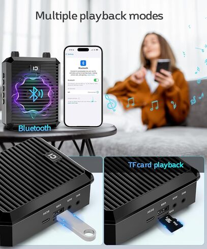 SHIDU 18W Voice Amplifier for Teacher with Wireless Microphone Headset, Portable Bluetooth Speaker and Megaphone, Professional Power Amplifier System for Tour Guide, Speech, Yoga, Meeting in Kuwait