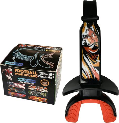 حراسة فم كرة القدم (2025 الولايات المتحدة الأمريكية) بلون مزدوج مع حزام رسومي - Fit Fit (بدون غليان) - لسان حارس الشفة للشباب (يعمل مع الأقواس) in Kuwait