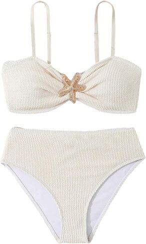 Girl's 2 Piece Padded Bathing Suit Wireless Starfish Swimsuit Spaghetti Strap Vacation Beachwear Set in Kuwait