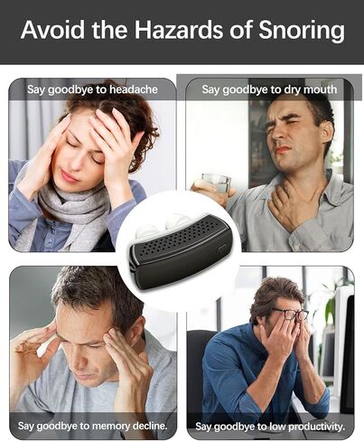 أجهزة مكافحة الشخير، حل كهربائي للشخير مع حزام قابل للتعديل، مناسب لجميع أشكال الأنف، 6 سرعات قابلة للتعديل، أجهزة صغيرة محمولة لتوقف التنفس أثناء النوم للرجال والنساء (أسود غير لامع) in Kuwait