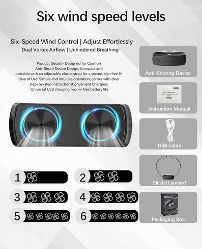 أجهزة مكافحة الشخير، حل كهربائي للشخير مع حزام قابل للتعديل، مناسب لجميع أشكال الأنف، 6 سرعات قابلة للتعديل، أجهزة صغيرة محمولة لتوقف التنفس أثناء النوم للرجال والنساء (أسود غير لامع) in Kuwait