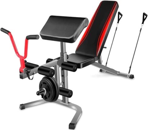Roman Chair Hyperextension Bench Adjustable Weight Bench Set with Leg Extension and Curl Featuring 900LB Capacity for Incline Decline and Flat Positions Inc in Kuwait